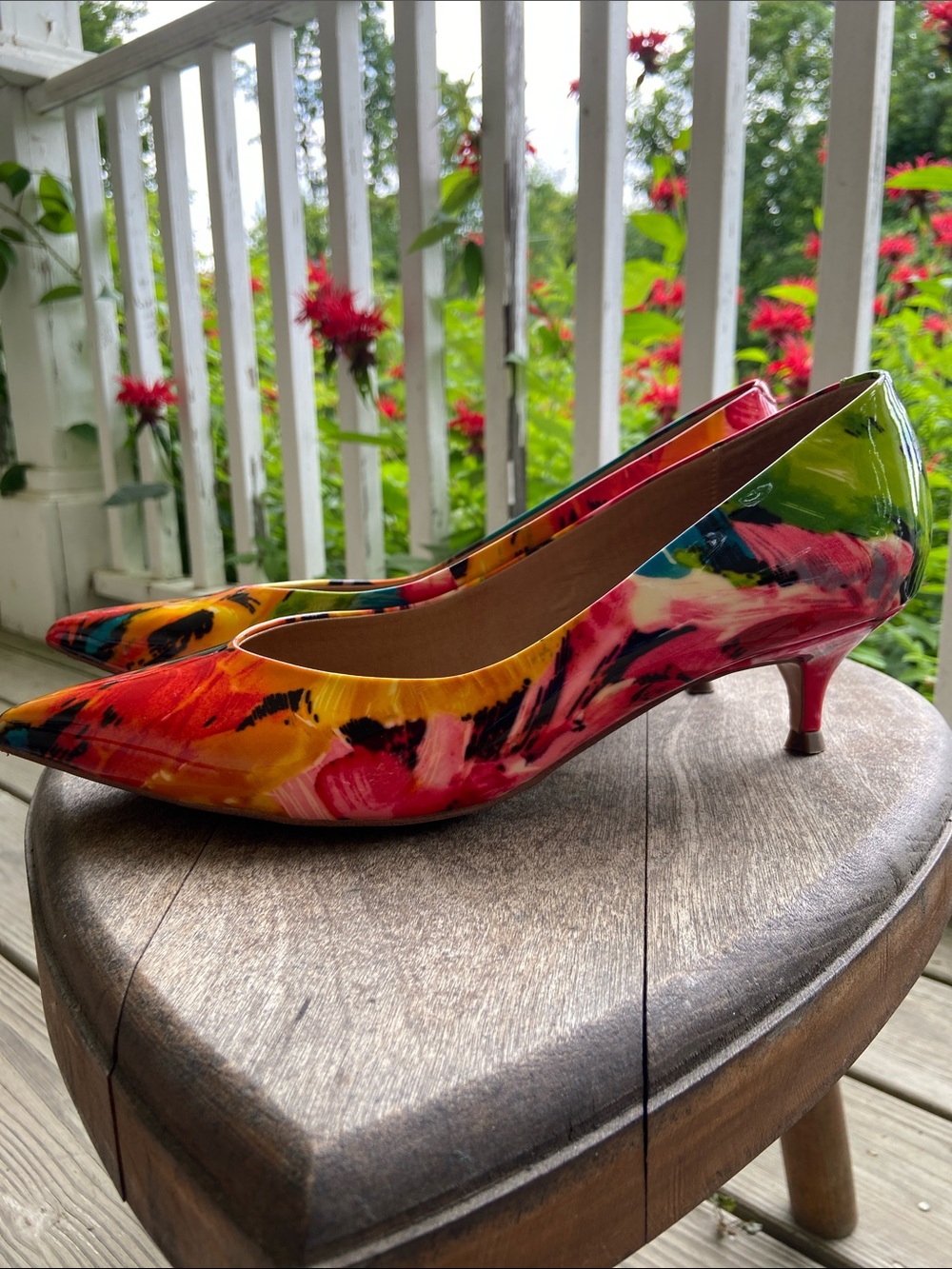 Vionic Josie Colorful Patent Leather Pointed Toe Kitten Heel Shoe Womens Size 10
